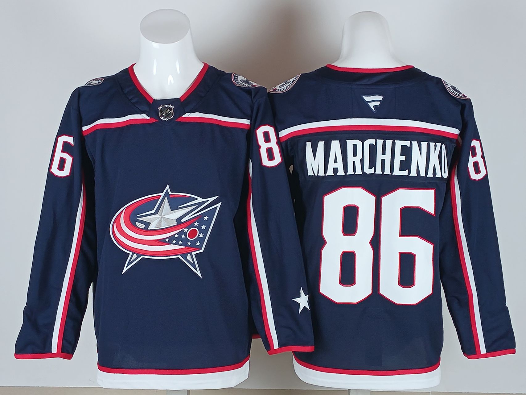 Men 2026 Columbus Blue Jackets #86 Marchenko Dark Blue NHL Jersey style 01
